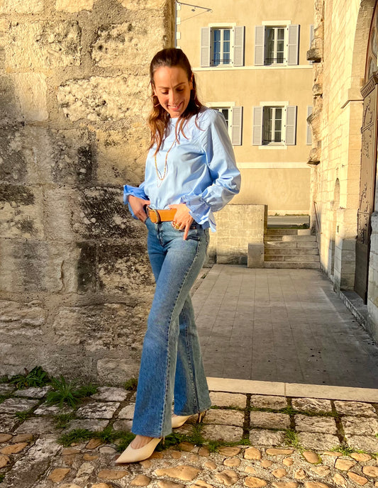 Blouse popeline bleu ciel Constance