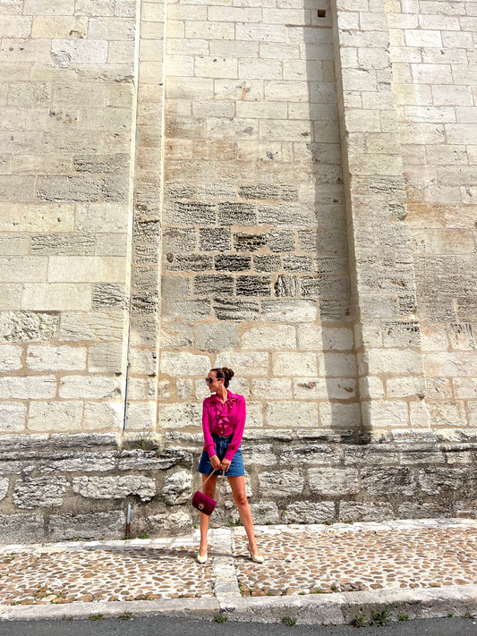 Chemisier Rose à Volant Rose ALBERTINE