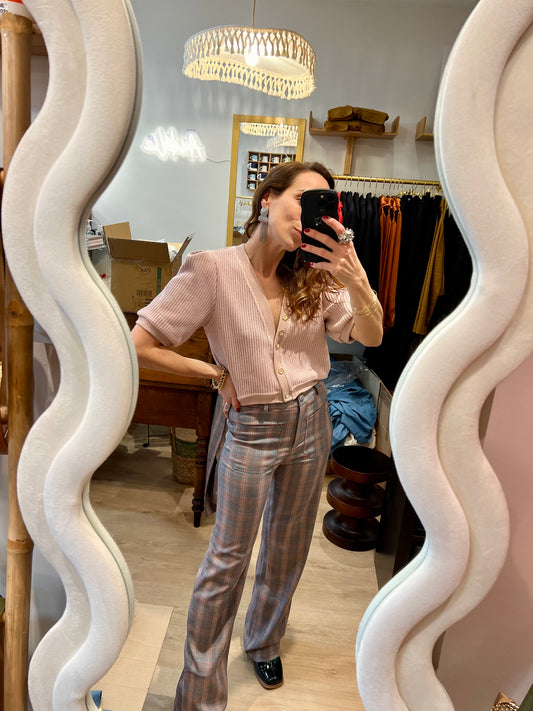 pantalon tartan rose 
