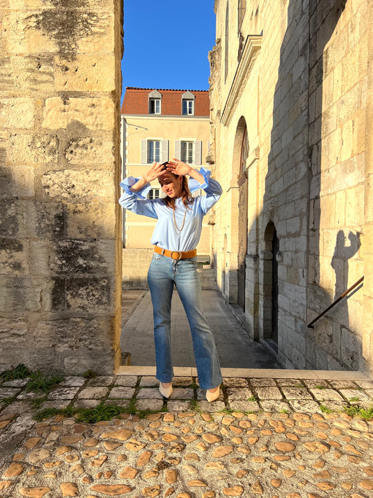 Blouse popeline bleu ciel Constance