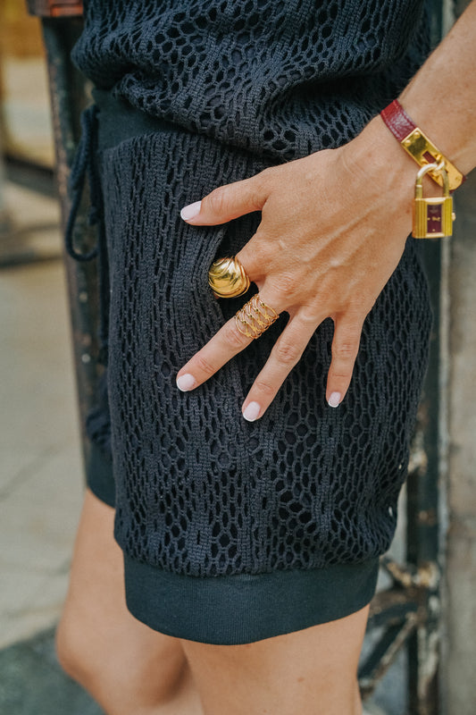 Short en Maille Noir