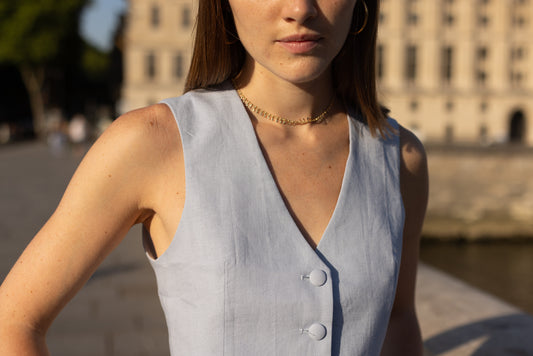 Gilet Lin Bleu Ciel