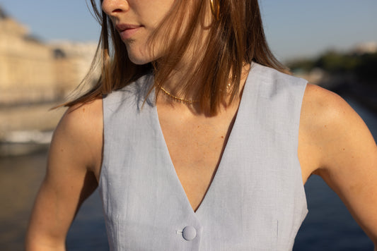Gilet Lin Bleu Ciel