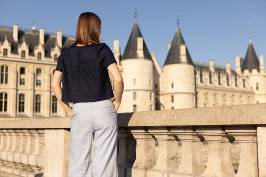 Haut en Lin Bleu Marine