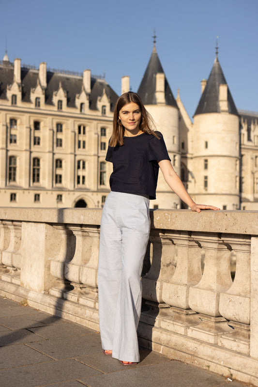 Haut en Lin Bleu Marine