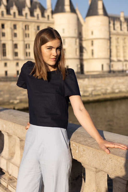 Haut en Lin Bleu Marine