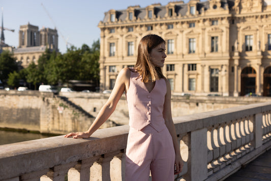 Gilet en Lin rose