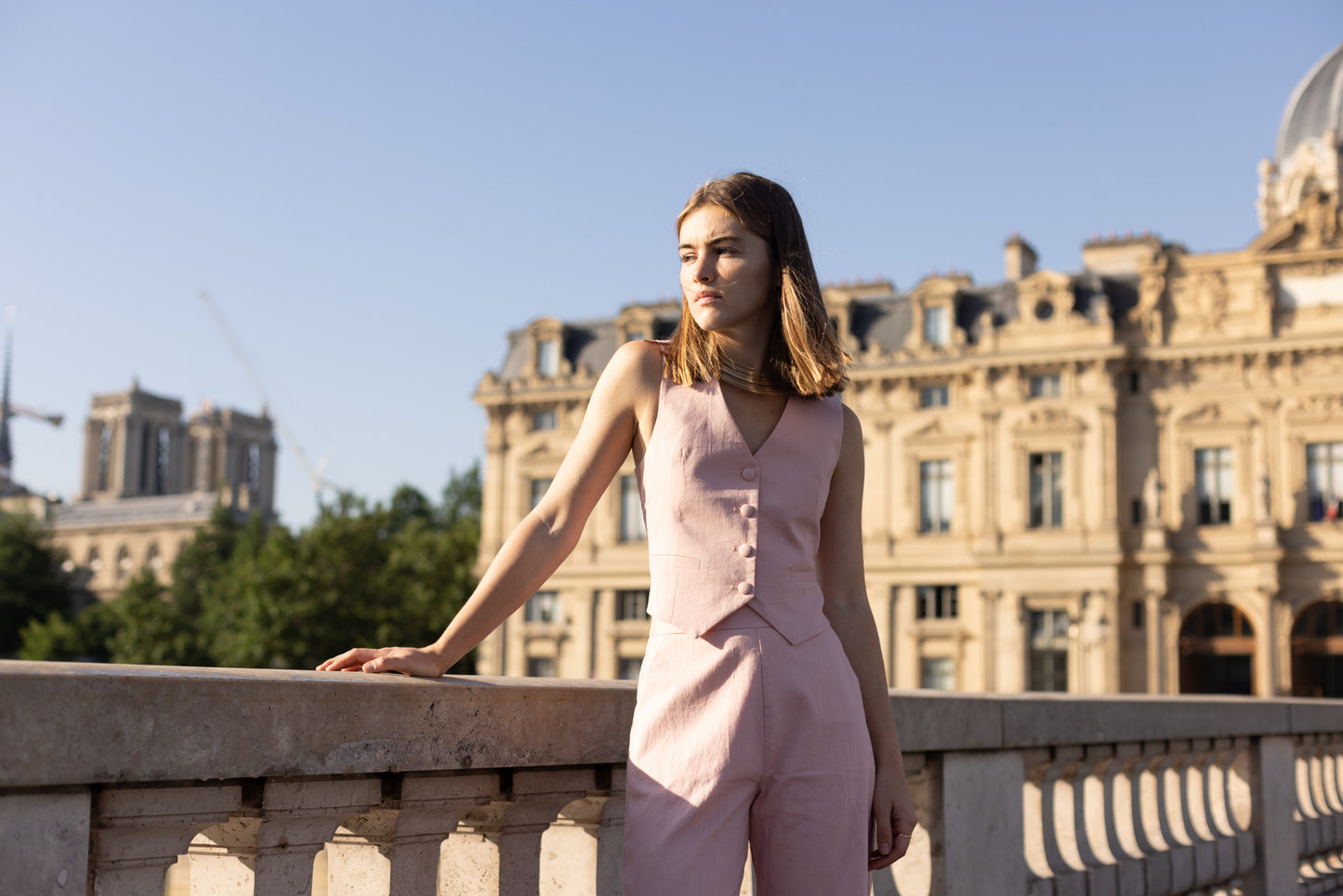 Gilet en Lin rose