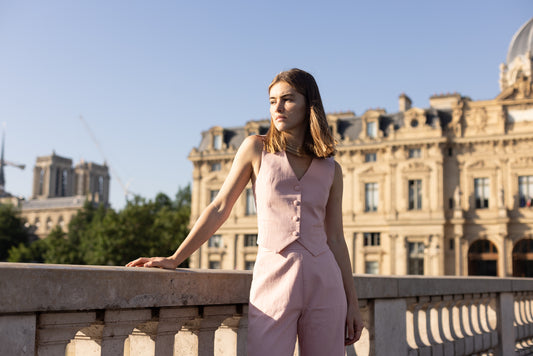 Gilet en Lin rose