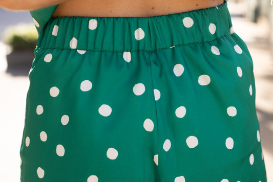 Short à Pois Blanc et Vert