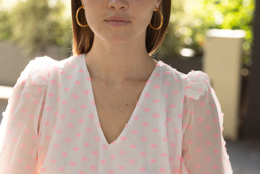 Top en Soie à Pois Rose LYS