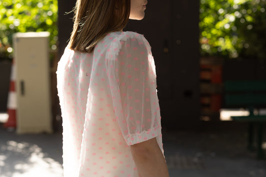 Top en Soie à Pois Rose LYS