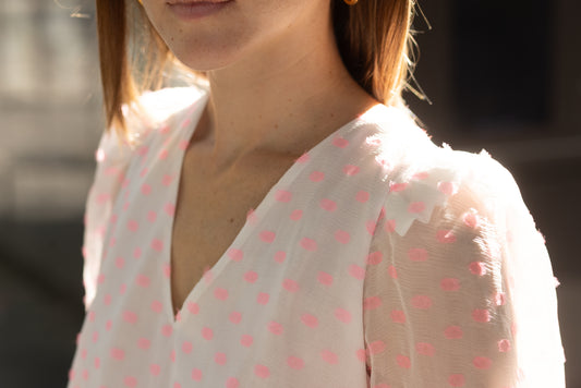 Top en Soie à Pois Rose LYS