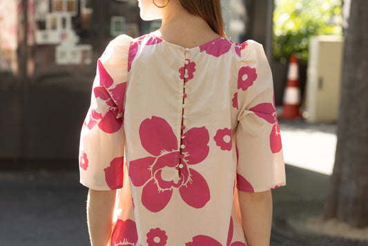 Robe Courte Fleurs Rose