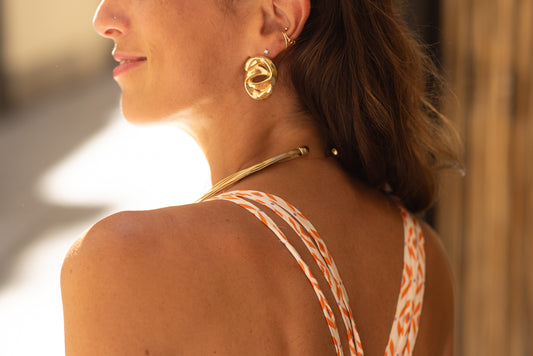 Combinaison Pantalon à Motifs Orange