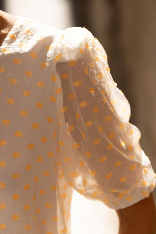 Top en Soie à Pois Orange LYS