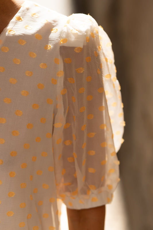 Top en Soie à Pois Orange LYS