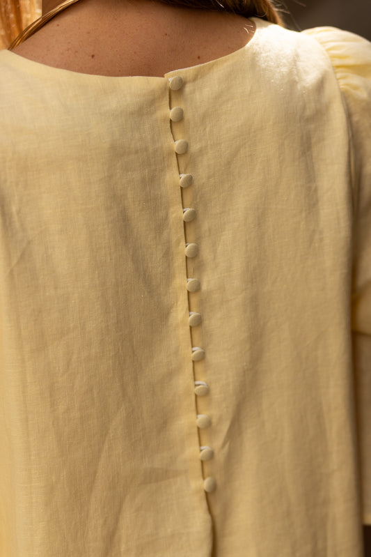 Robe Courte en Lin Jaune