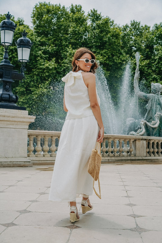 top jacquard blanc