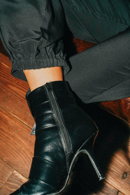 Pantalon en crêpe de soie noir LUNA
