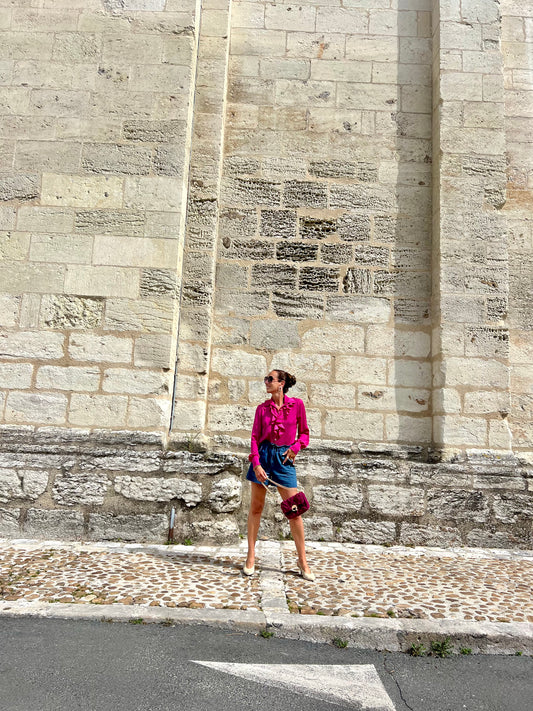 Chemisier Rose à Volant Rose ALBERTINE