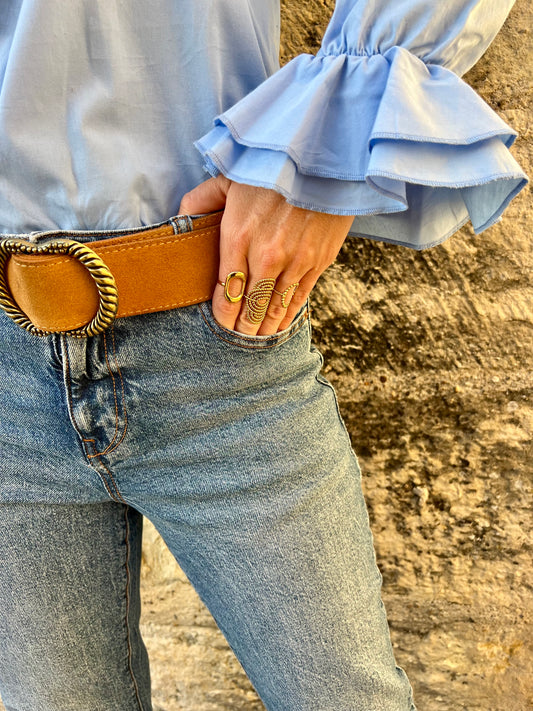 Blouse popeline bleu ciel Constance