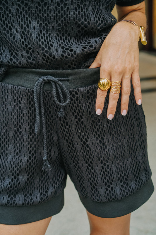 Short en Maille Noir