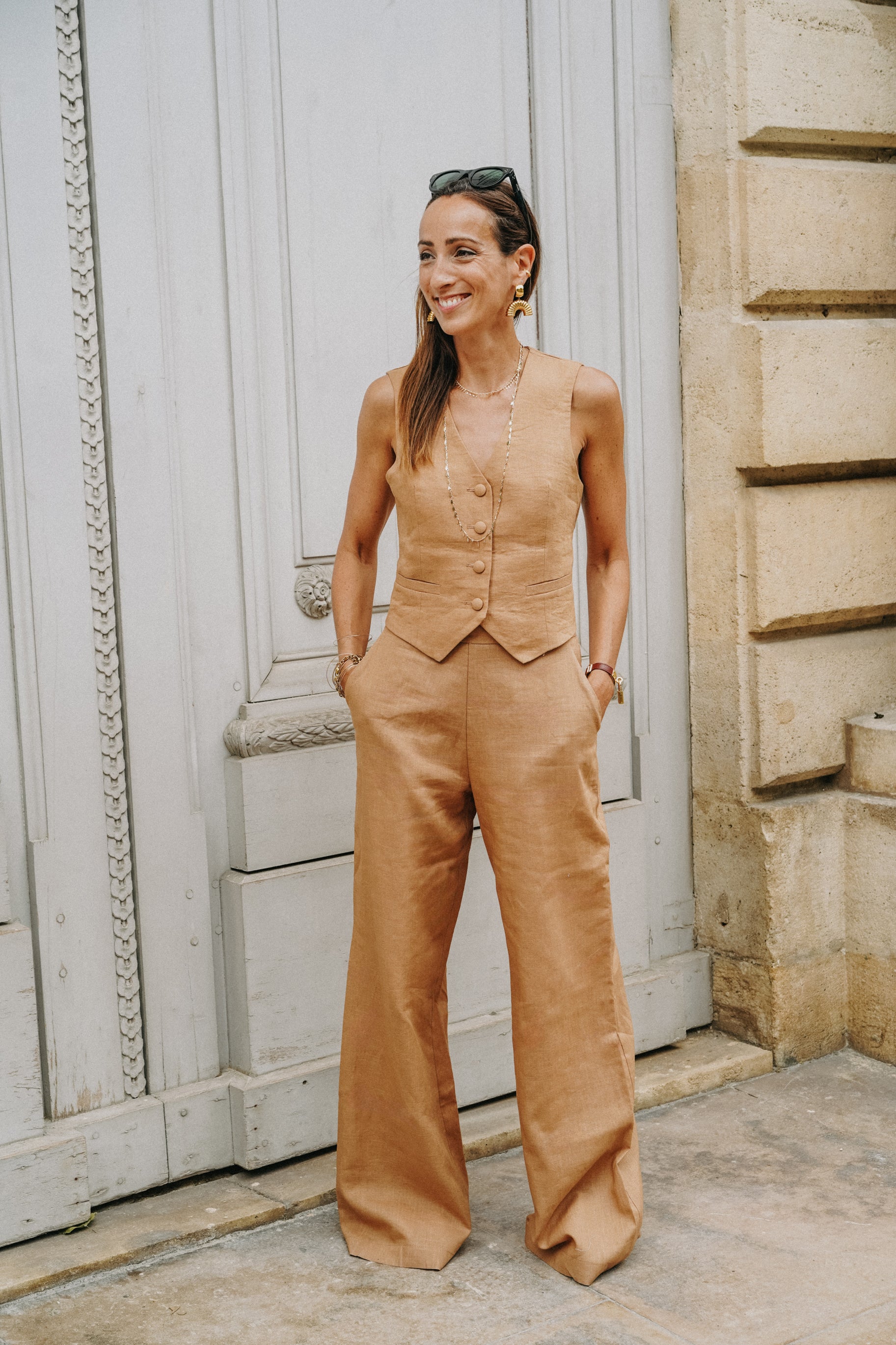 ensemble costume lin marron 