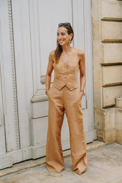 ensemble costume lin marron 