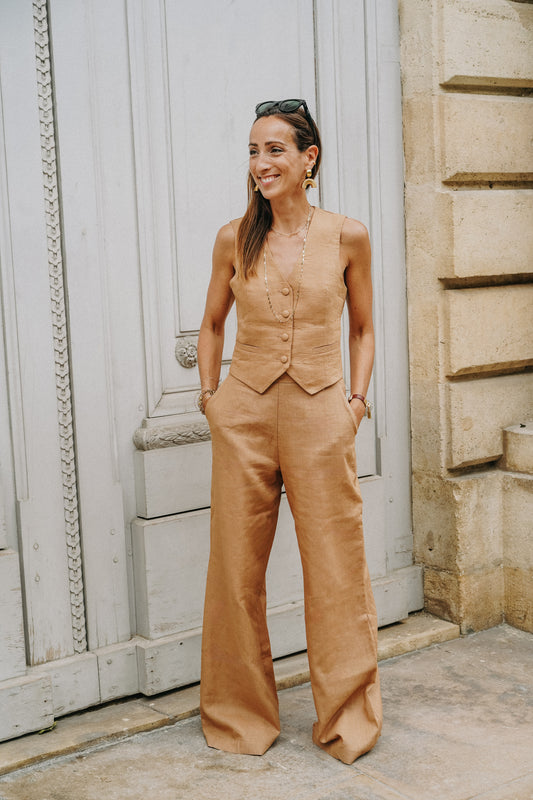 ensemble costume lin marron 