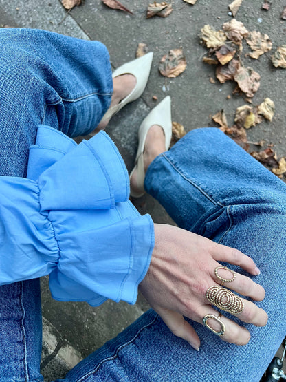 Blouse popeline bleu ciel Constance