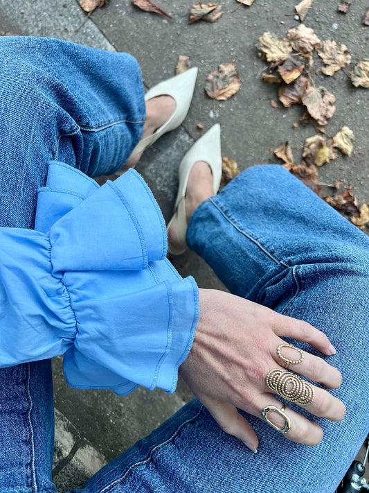 Blouse popeline bleu ciel Constance