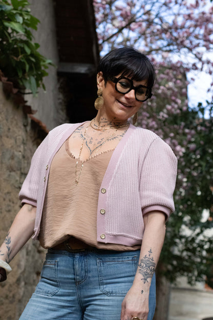 gilet rose poudré