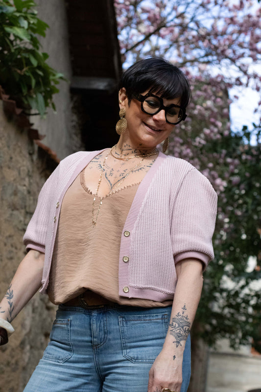 gilet rose poudré