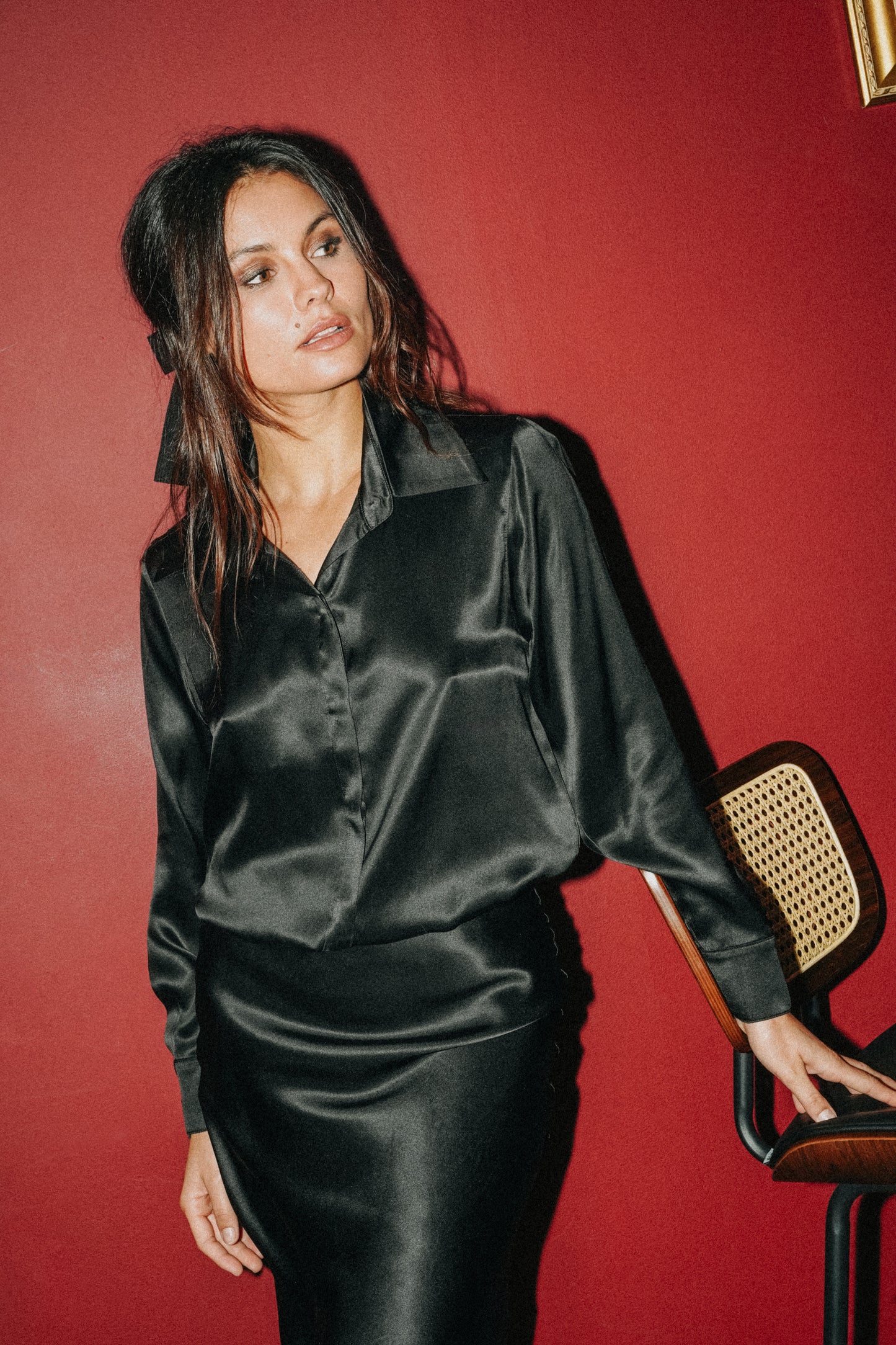 Chemise noire en soie BLAKE