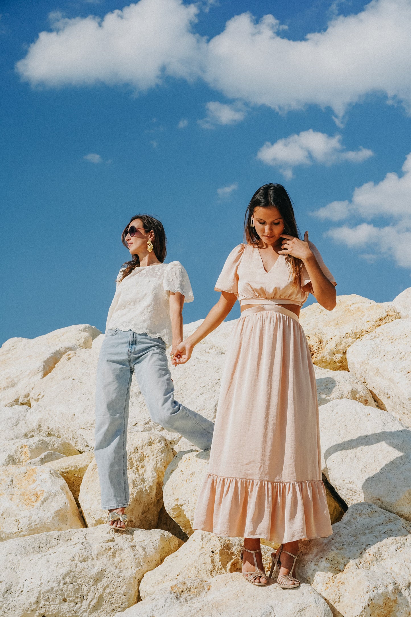 robe longue pâle rose