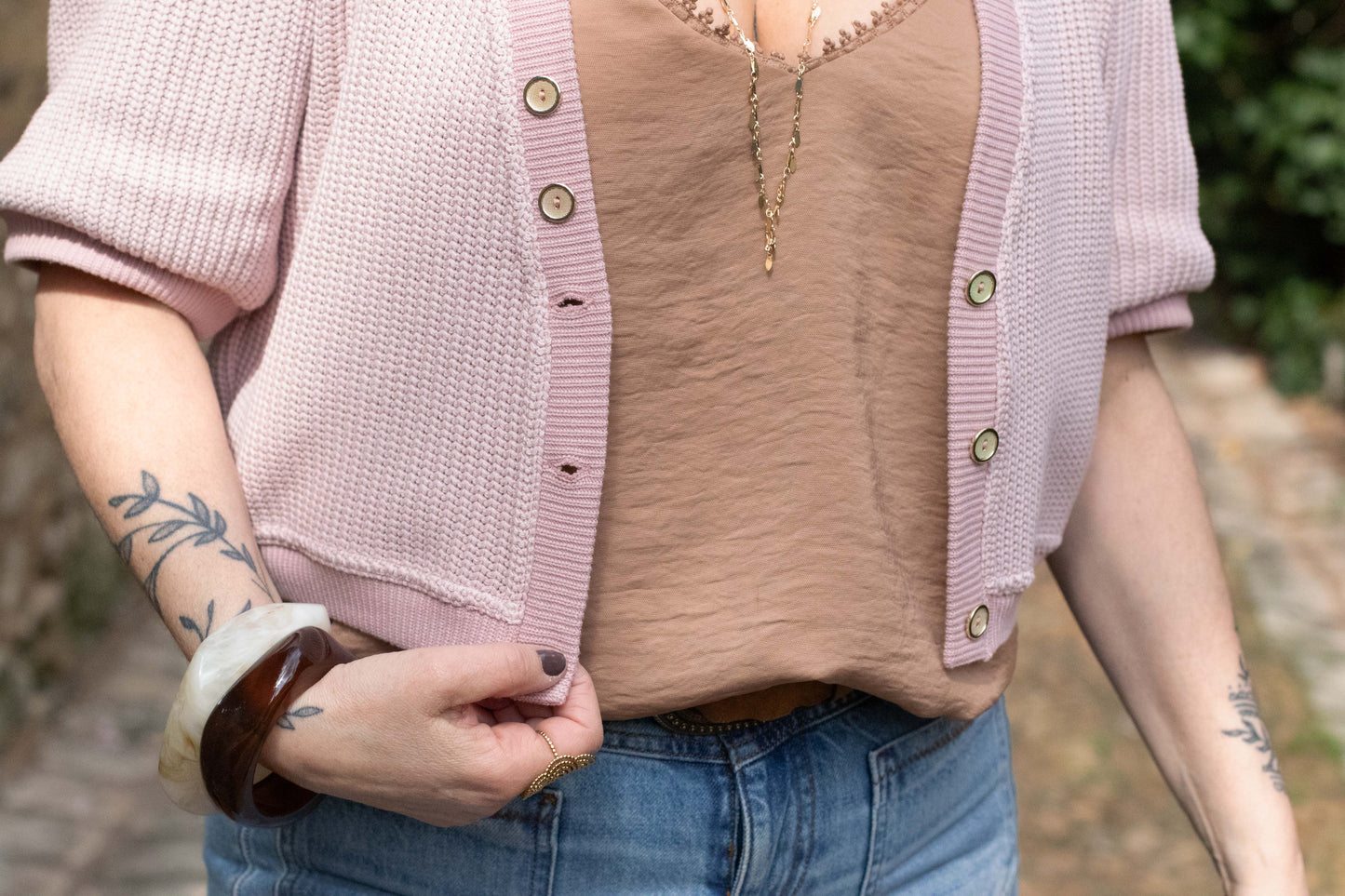 gilet rose court 