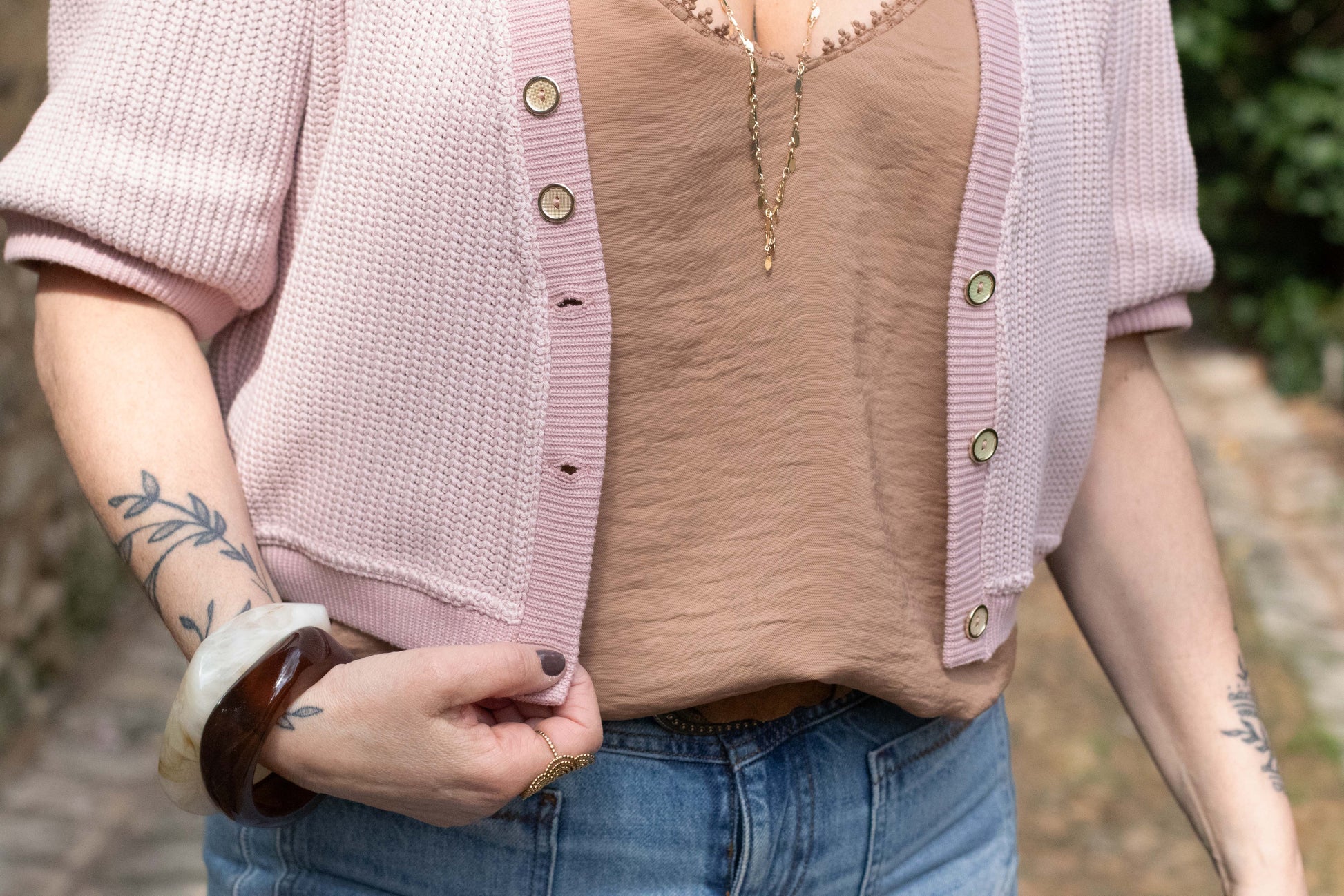 gilet rose court 