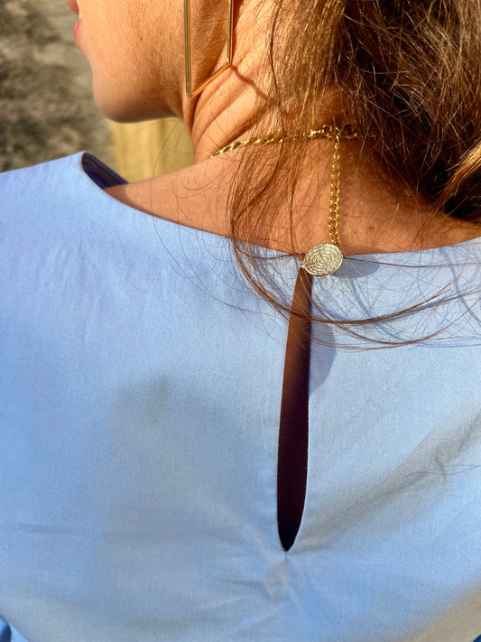 Blouse popeline bleu ciel Constance