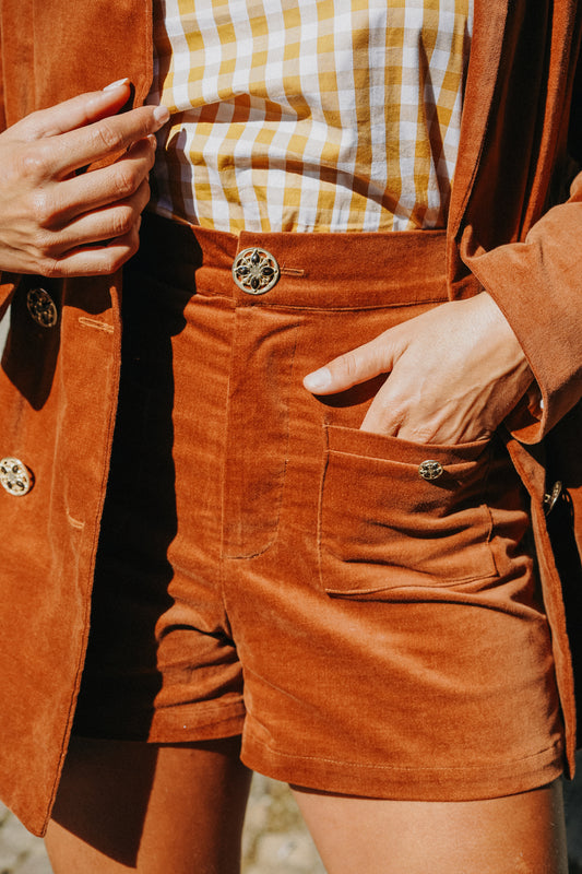 Blouse INDIA Vichy Gros Carreaux (moutarde)