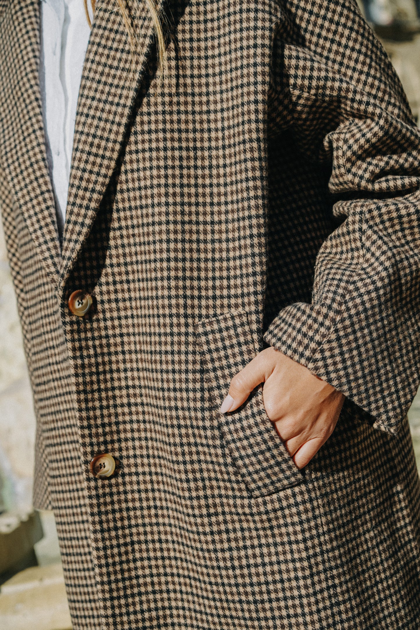 Manteau Carreaux noir et chocolat long HONORÉ