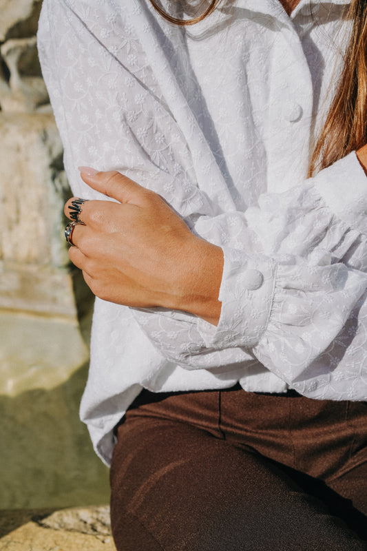 Chemise BOY Brodée blanche doublure