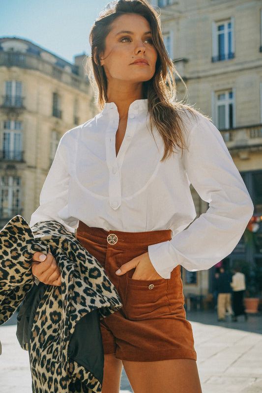 Chemise CÉCILE blanche popeline