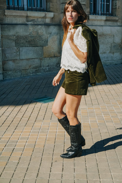 Short LOU Velours kaki (doublure vert)
