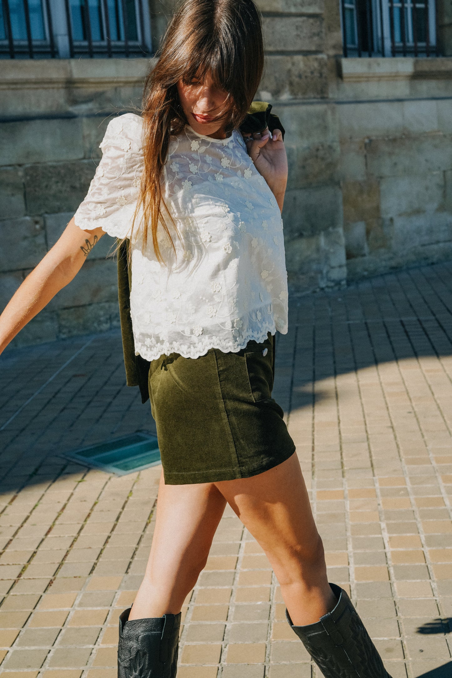 Short LOU Velours kaki (doublure vert)