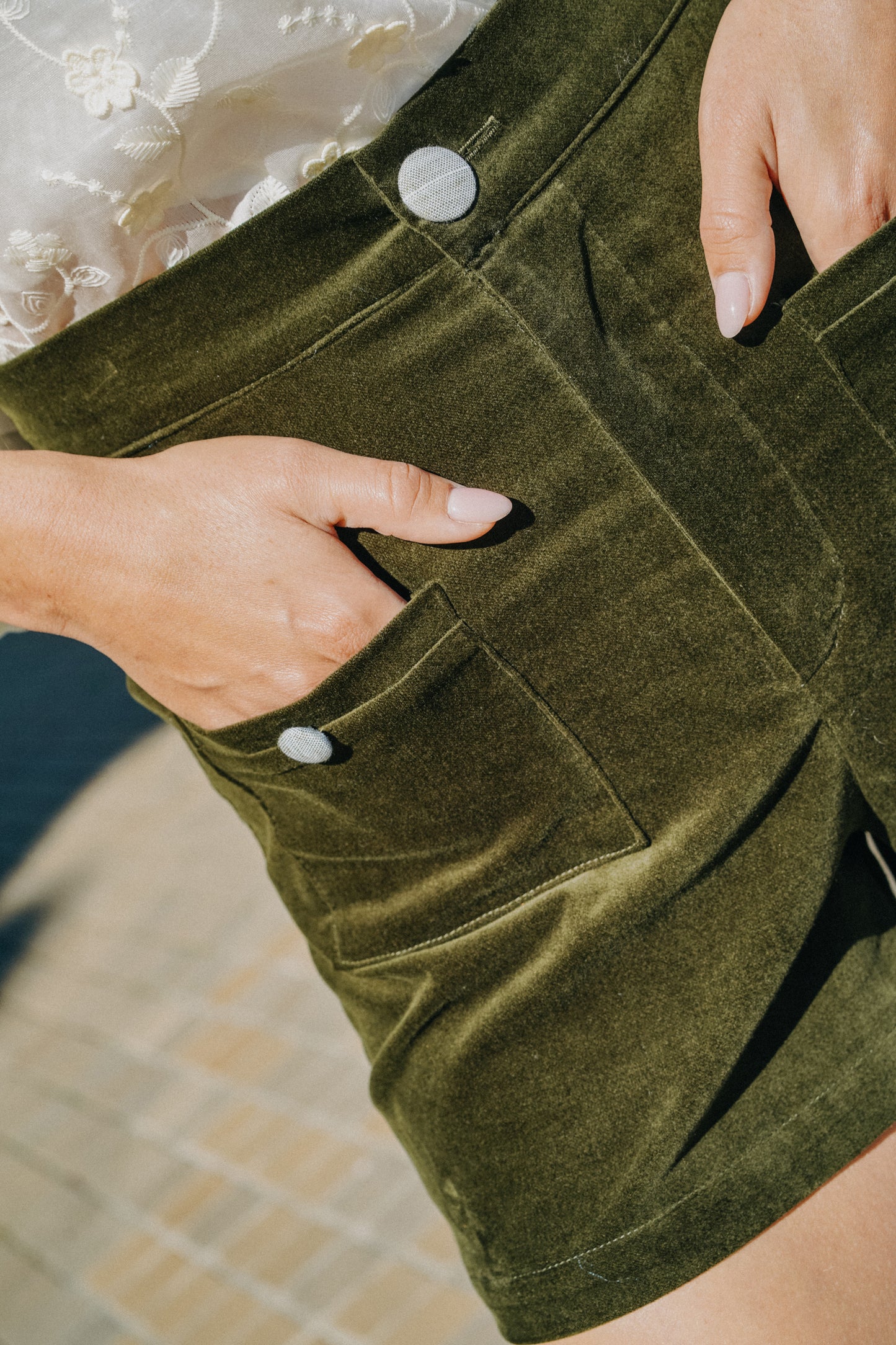 Short LOU Velours kaki (doublure vert)