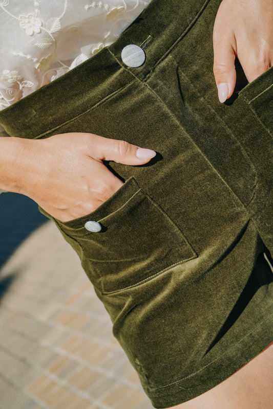 Short LOU Velours kaki (doublure vert)