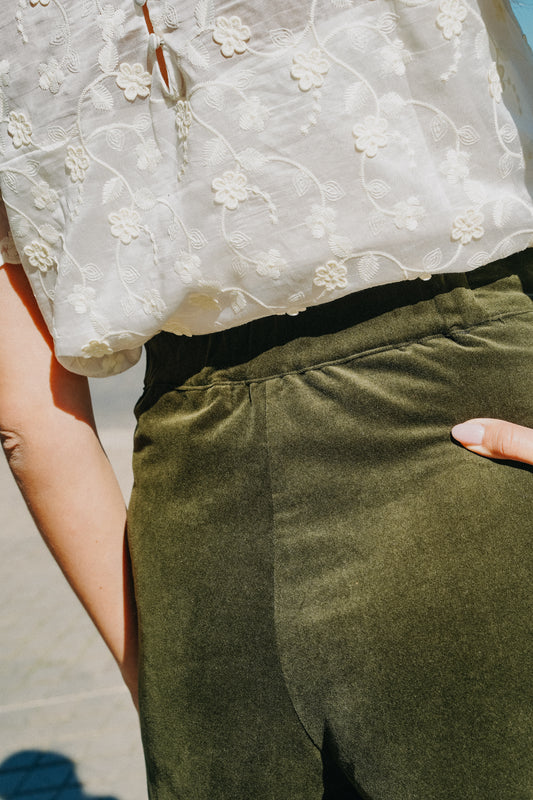 Short LOU Velours kaki (doublure vert)