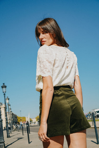 Short LOU Velours kaki (doublure vert)