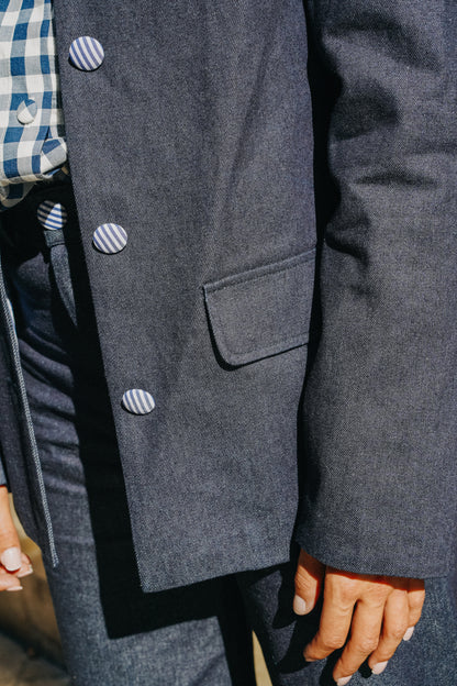 Veste VICTORIA Jean Bleu (doublure rayures)